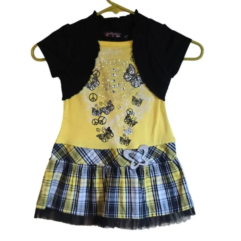 Y2k Tempted girls plaid butterfly dress size girls 5